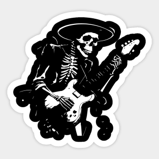 skeleton with hat playing the guitar Sticker